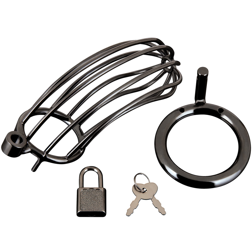 Blue Line Prisoner Cock Cage in Black - Tophatter's Adult Products Bondage and Fetish > Cock and Ball Devices - Tophatter Daily Deals