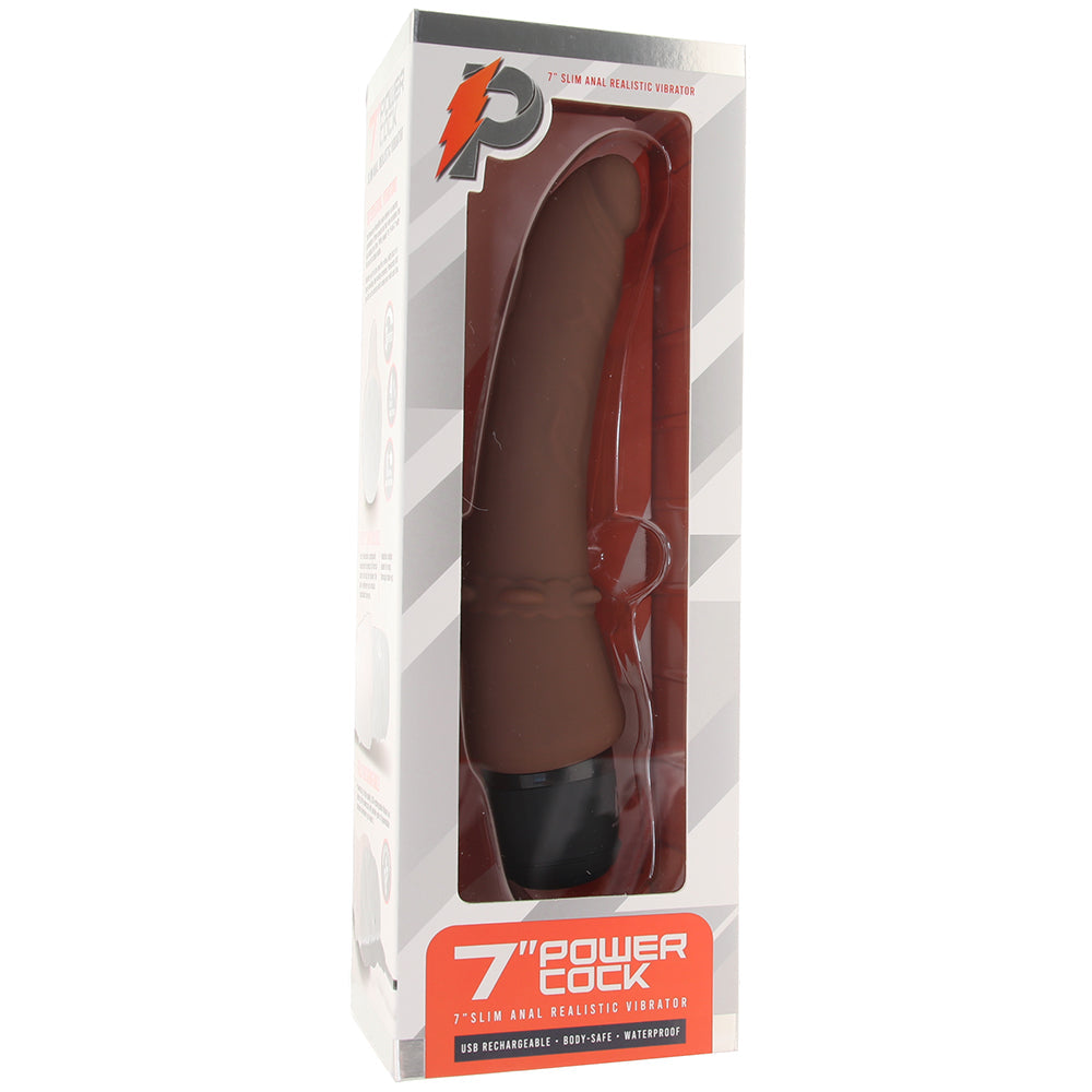 Power Cock 7 Inch Slim Realistic Vibe in Dark Brown Vibrators > Realistic Vibrator Dildos - Tophatter Daily Deals