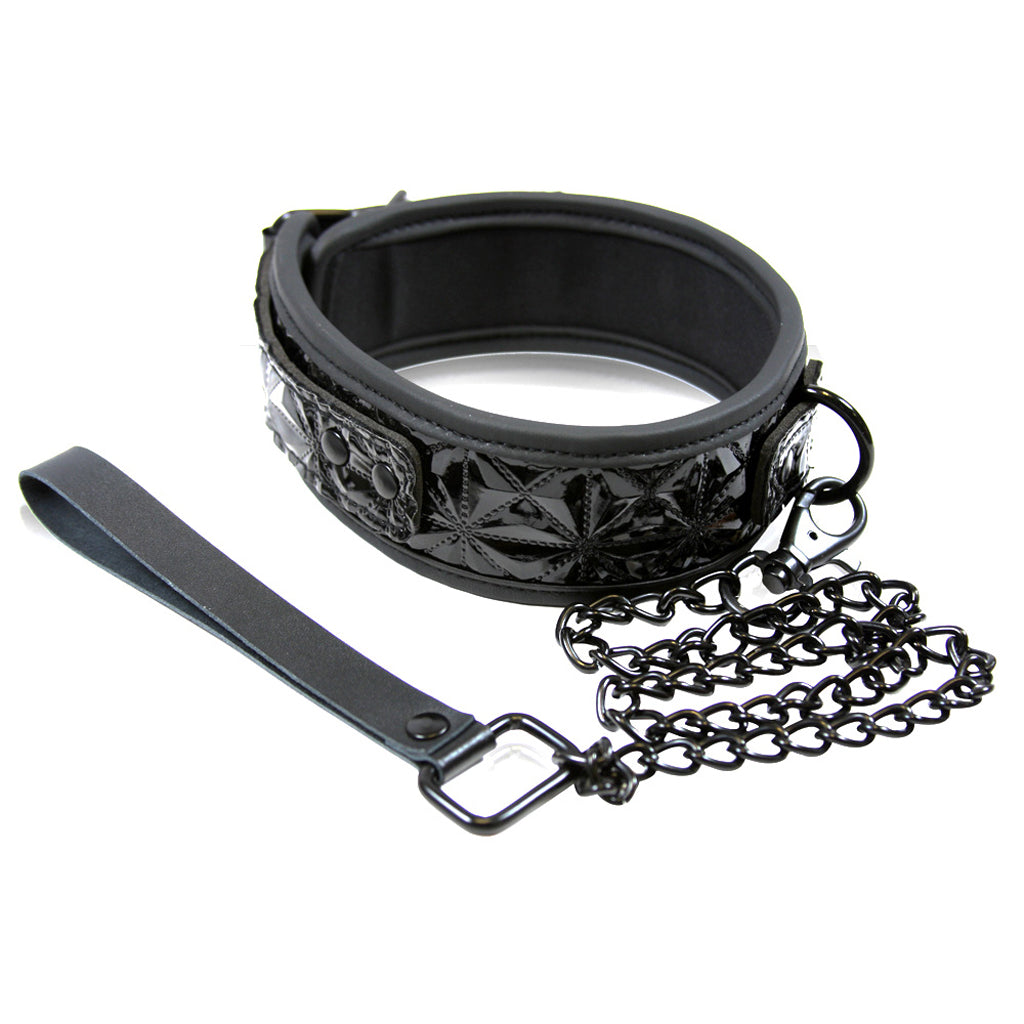 Sinful Collar with Leash in Black - Tophatter's Adult Products Bondage and Fetish > Leashes and Collars - Tophatter Daily Deals