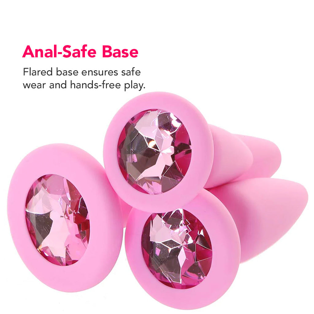 First Time Crystal Booty Anal Plug Set in Pink Anal Sex Toys > Butt Plugs - Tophatter Daily Deals