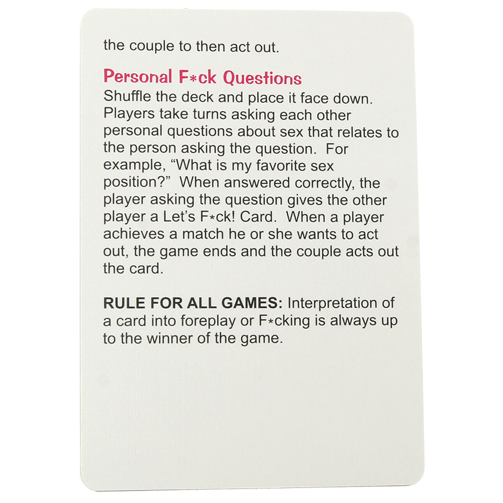 Let's F**k Card Game - Tophatter's Adult Products Sensual Love > Games - Tophatter Daily Deals
