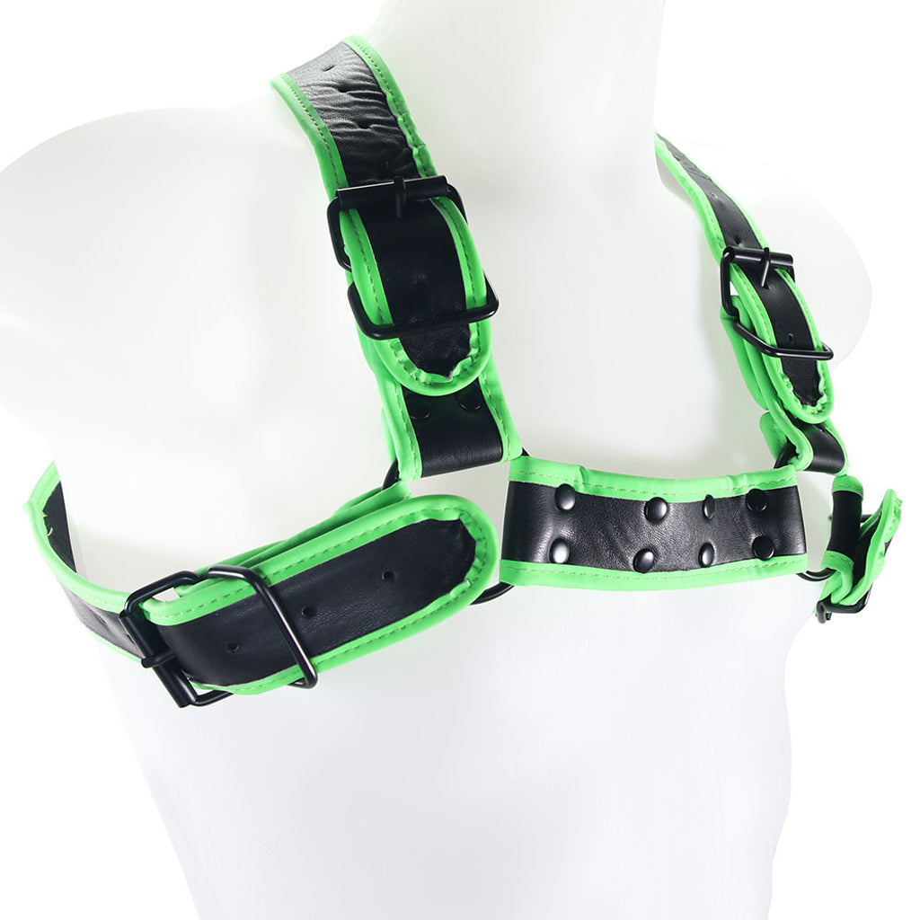 Ouch! Glow in the Dark Buckle Bulldog Harness /XL Bondage and Fetish > Men's Bondage Wear - Tophatter Daily Deals