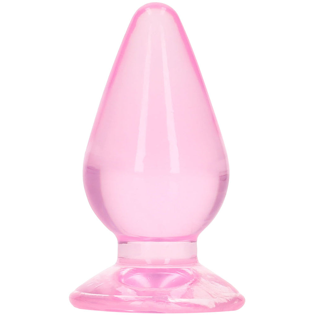 RealRock Crystal Clear Jelly 3.5 Inch Butt Plug in Pink Anal Sex Toys > Butt Plugs - Tophatter Daily Deals