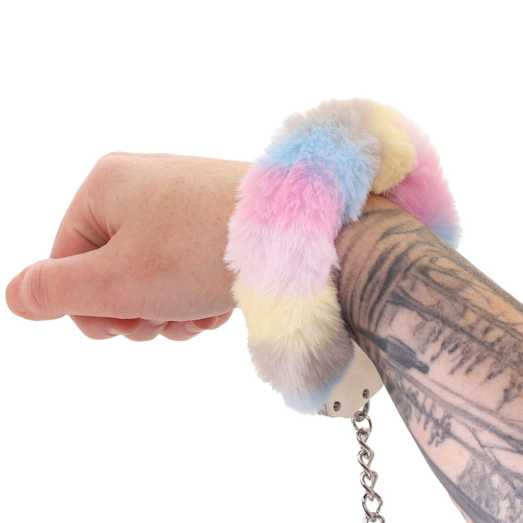 Ouch! Heavy Duty Fluffy Cuffs in Multi-Colour Bondage and Fetish > Wrist and Ankle Cuffs - Tophatter Daily Deals