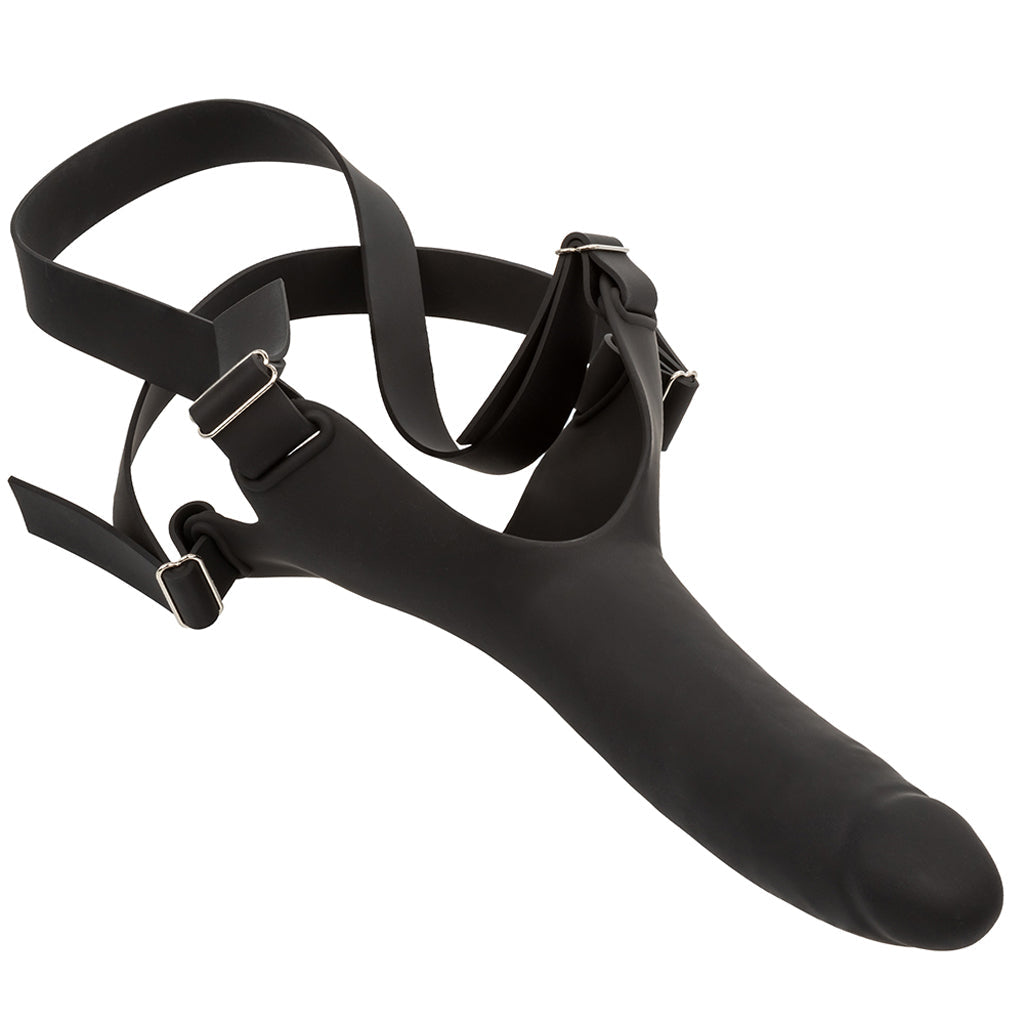 Accommodator Silicone Chin Strap Dildo in Black - Tophatter's Adult Products Dildo Sex Toys > Strap-On and Harnesses - Tophatter Daily Deals