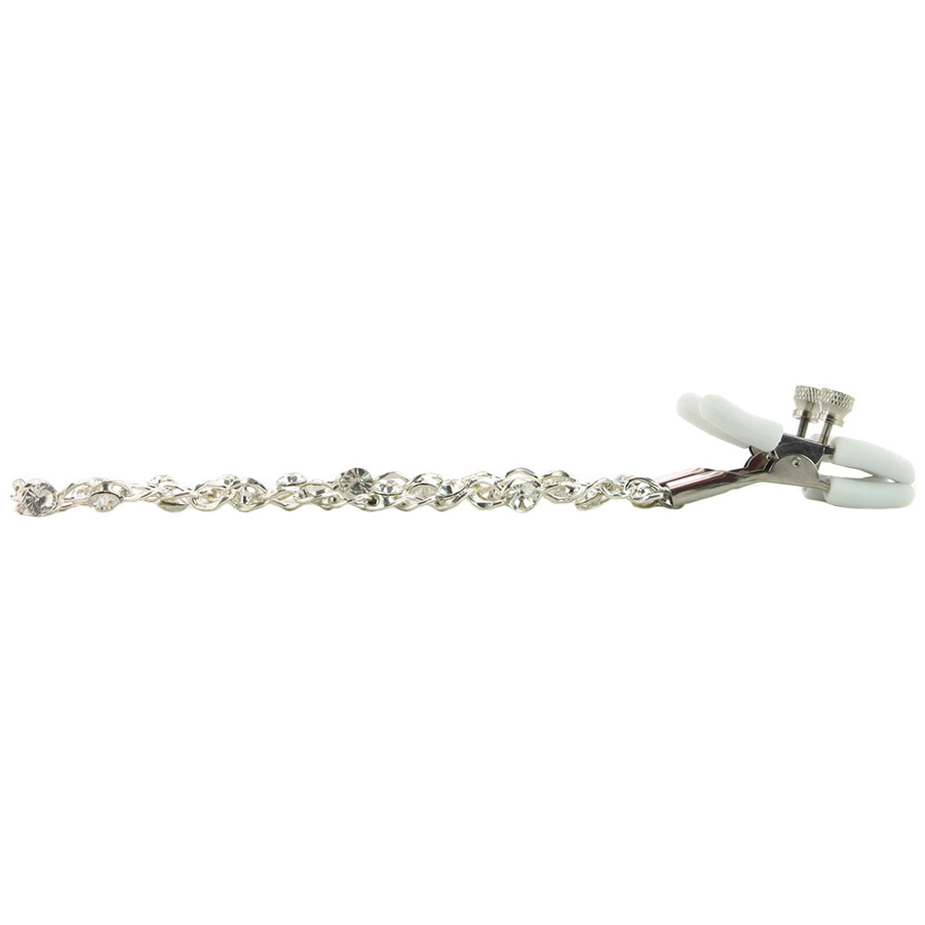 nipple play Crystal Chain Nipple Clamps in White Bondage and Fetish > Nipple Stimulators & Clamps - Tophatter Daily Deals