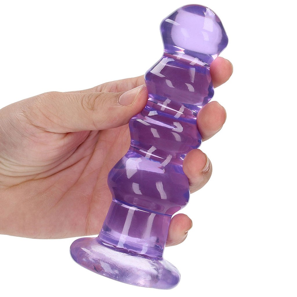 RealRock Crystal Clear Jelly 5.5 Inch Curvy Dildo in Purple - Tophatter's Adult Products Dildo Sex Toys > Anal Dildos - Tophatter Daily Deals