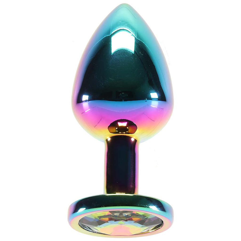 Medium Aluminum Plug with Rainbow Gem in Multicolor - Tophatter's Adult Products Anal Sex Toys > Butt Plugs - Tophatter Daily Deals