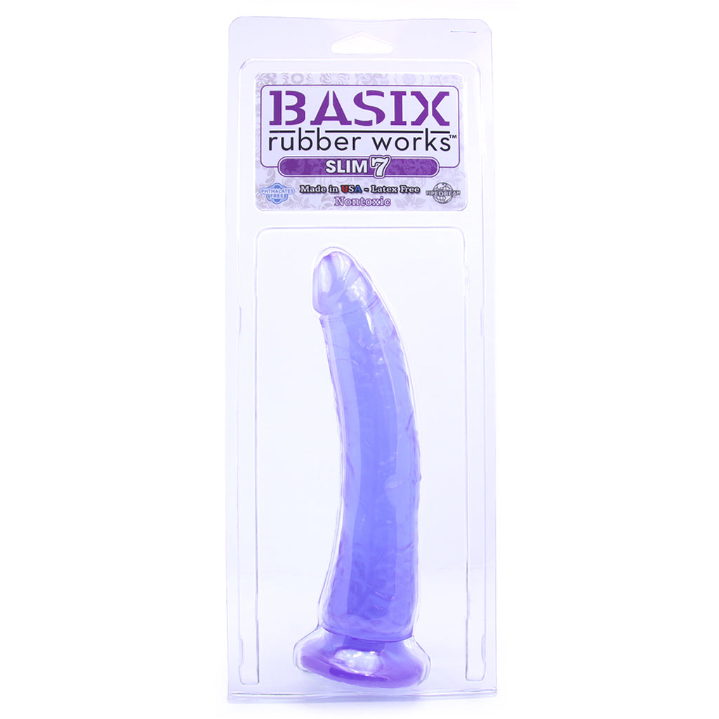 Basix Slim 7 Inch Dildo in Purple - Tophatter's Adult Products Dildo Sex Toys > Realistic Dildos - Tophatter Daily Deals