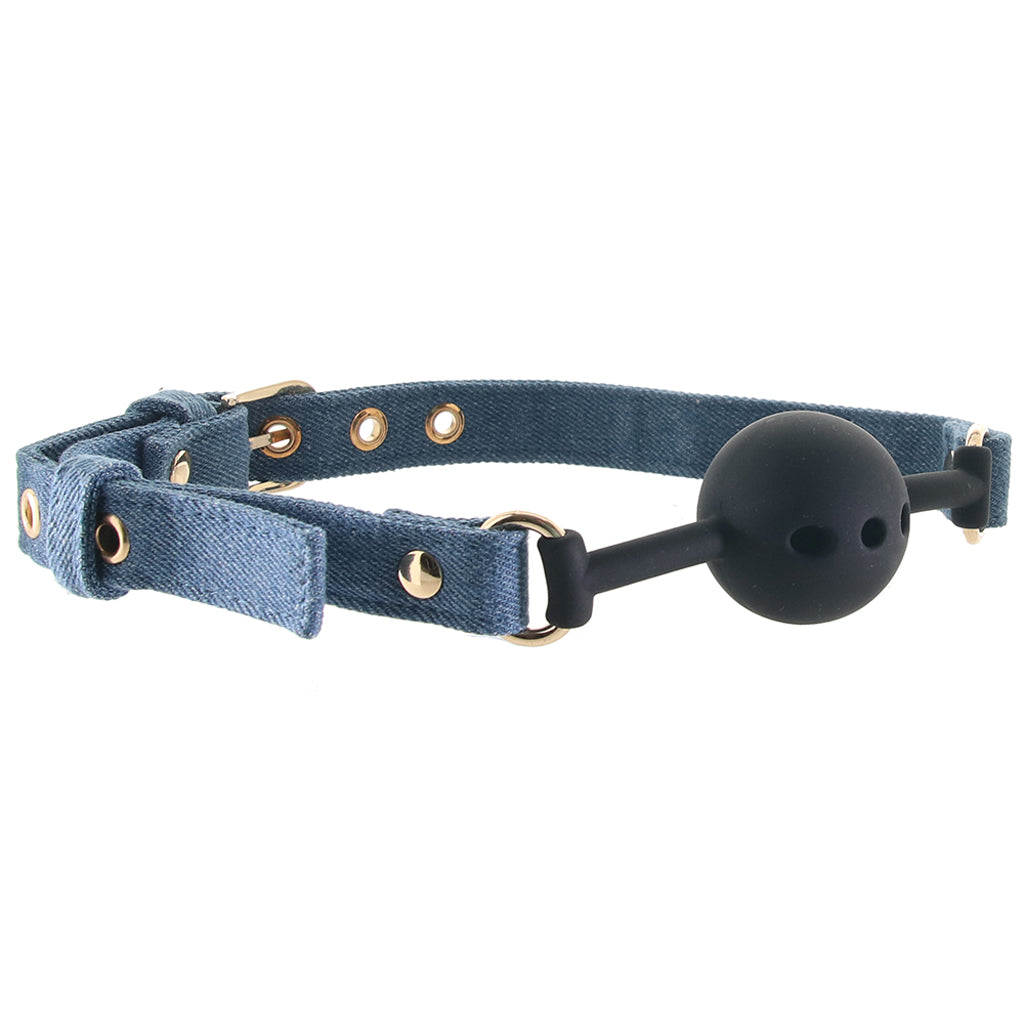 Ride 'Em Denim Ball Gag Bondage and Fetish > Ball Gags & Mouth Restraints - Tophatter Daily Deals