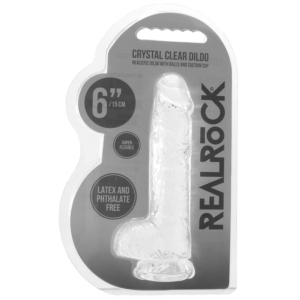 RealRock 6 Inch Realistic Ballsy Dildo in Crystal Clear Dildo Sex Toys > Realistic Dildos - Tophatter Daily Deals
