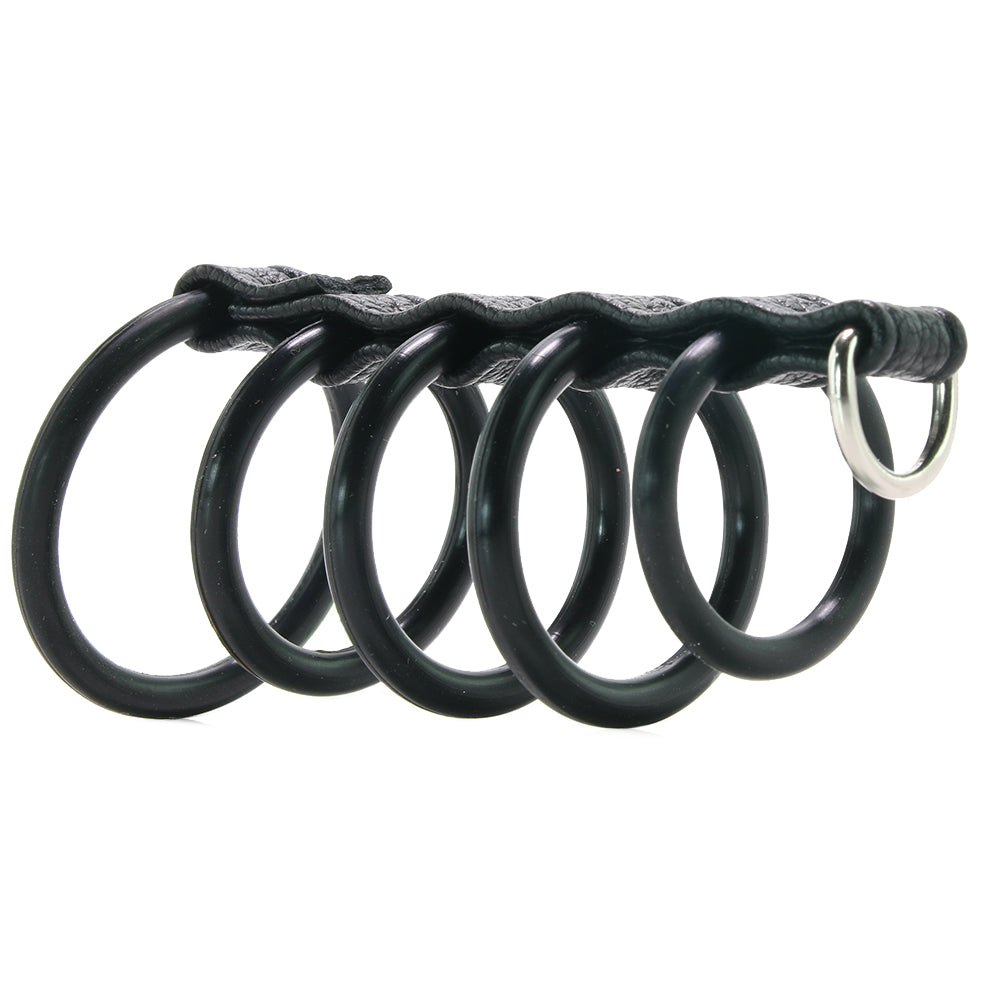 Blue Line 5 Ring Rubber Gates of Hell Cock Cage with Lead Bondage and Fetish > Tools & Accessories - Tophatter Daily Deals