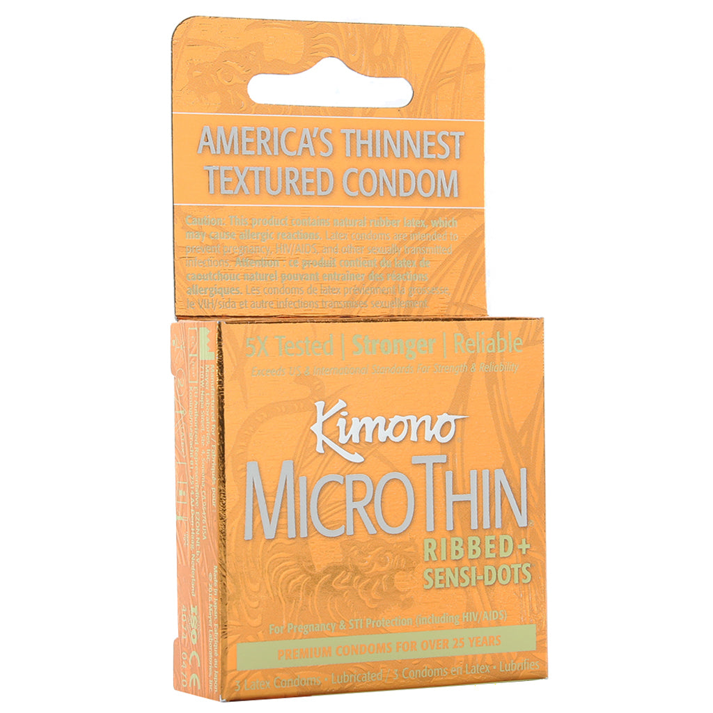 Kimono MicroThin Ribbed & Sensi-Dots in 3 Pack Condoms - Tophatter Daily Deals