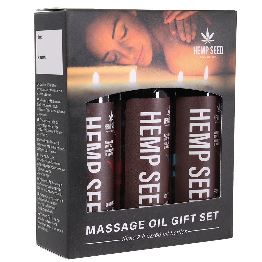 Hemp Seed Massage Oil Gift Set in 3 x 2oz/60ml - Tophatter's Adult Sex Toys Online Lubes and Lotions > Erotic Massage Oils - Tophatter Daily Deals