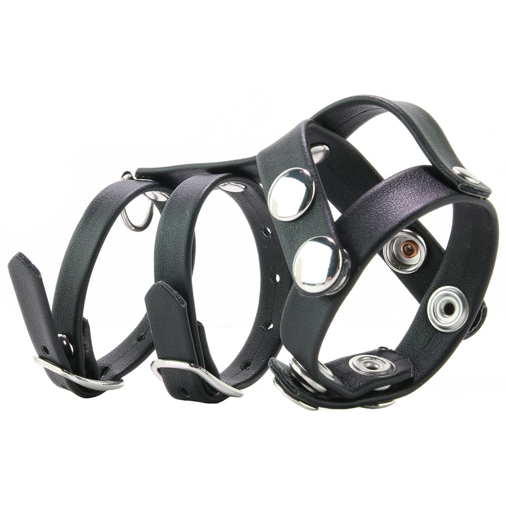 Blue Line Double Cock and Ball Strap with Leash Lead Bondage and Fetish > Cock and Ball Devices - Tophatter Daily Deals