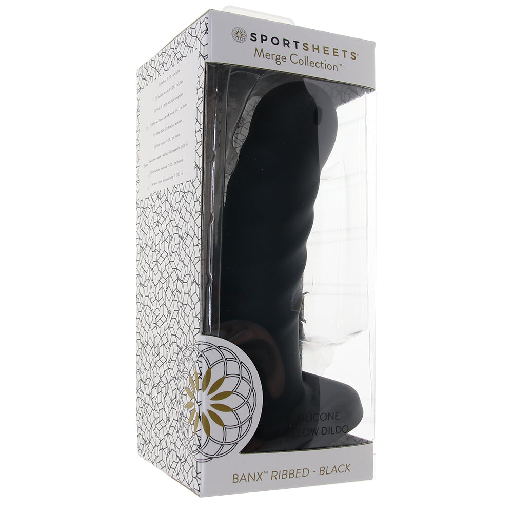 Banx Ribbed 8 Inch Hollow Silicone Dildo in Black - Tophatter's Adult Products Dildo Sex Toys > G-Spot Dildos - Tophatter Daily Deals