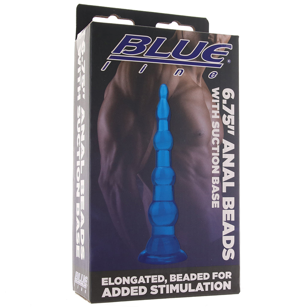 Blue Line 6.75 Inch Anal Beads With Suction Base - Tophatter's Adult Products Anal Sex Toys > Anal Beads - Tophatter Daily Deals