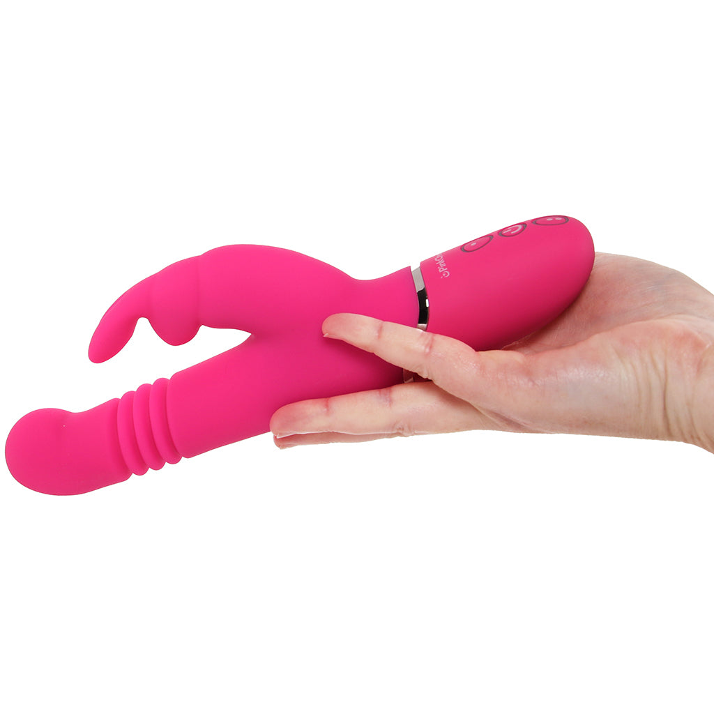 PinkCherry Thrusting Rabbit Vibe in Pink - Tophatter's Adult Sex Toys Online Vibrators > Rabbit Vibrators - Tophatter Daily Deals