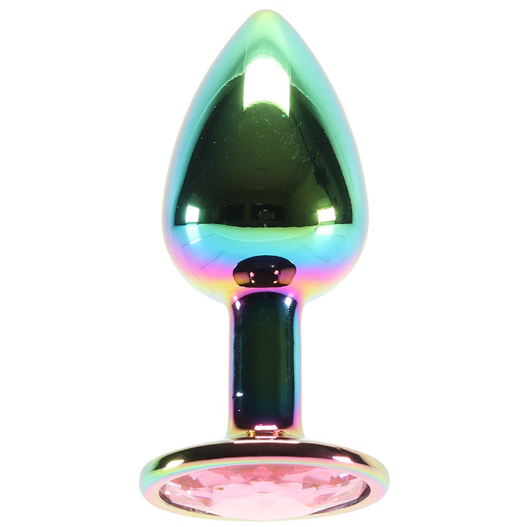 Small Aluminum Plug with Pink Gem in Multicolor - Tophatter's Adult Products Anal Sex Toys > Butt Plugs - Tophatter Daily Deals