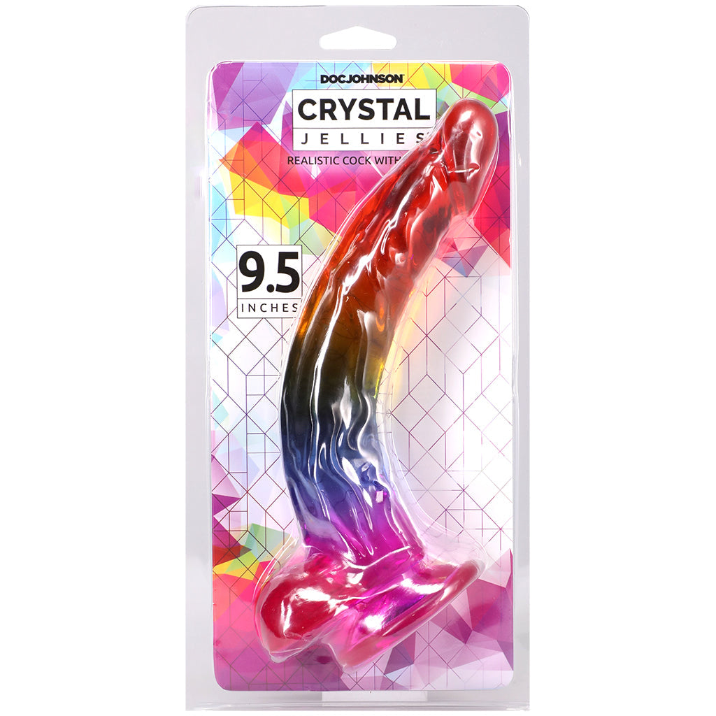Crystal Jellies 9.5 Inch Cock & Balls Dildo in Rainbow Dildo Sex Toys > Realistic Dildos - Tophatter Daily Deals