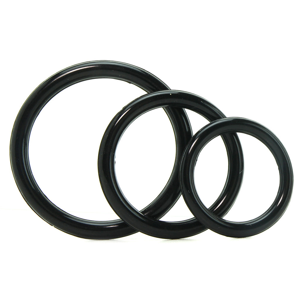 Silicone 3 Ring Stamina Cock Ring Set in Black Cock Rings - Tophatter Daily Deals