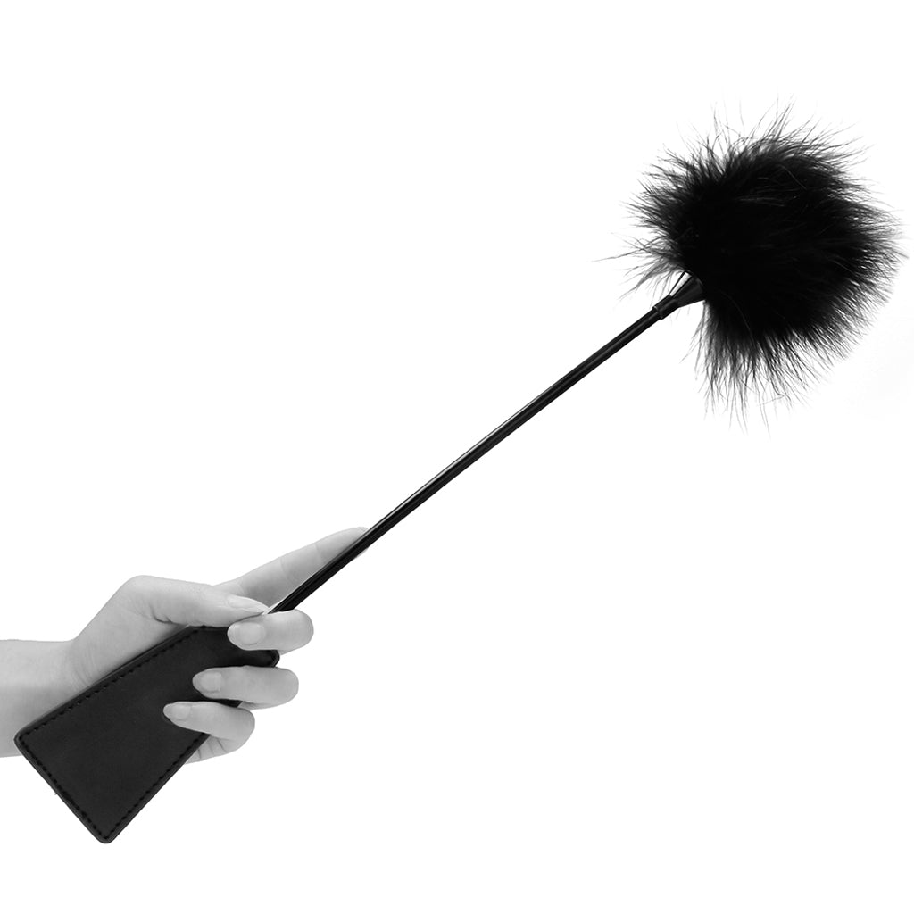 Black & White Crop with Feather Tickler - Tophatter's Adult Products Bondage and Fetish > Whips and Crops - Tophatter Daily Deals
