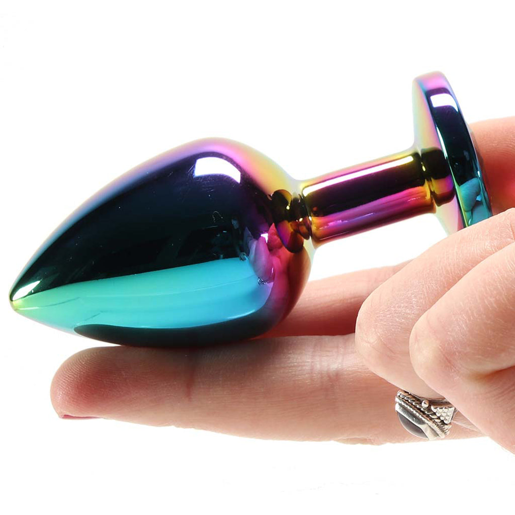 Medium Aluminum Plug with Rainbow Gem in Multicolor - Tophatter's Adult Products Anal Sex Toys > Butt Plugs - Tophatter Daily Deals