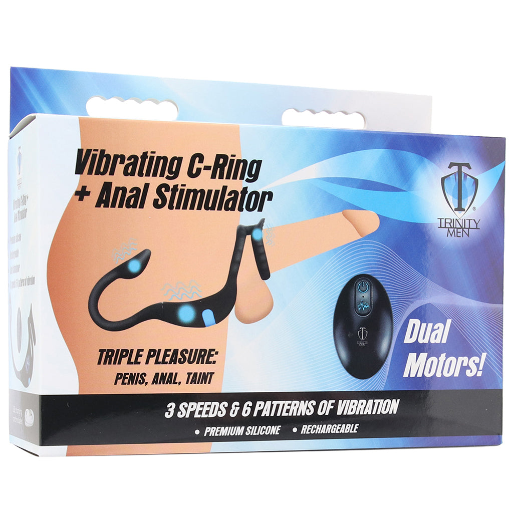 Trinity Men Vibrating C-Ring & Anal Stimulator Cock Rings - Tophatter Daily Deals