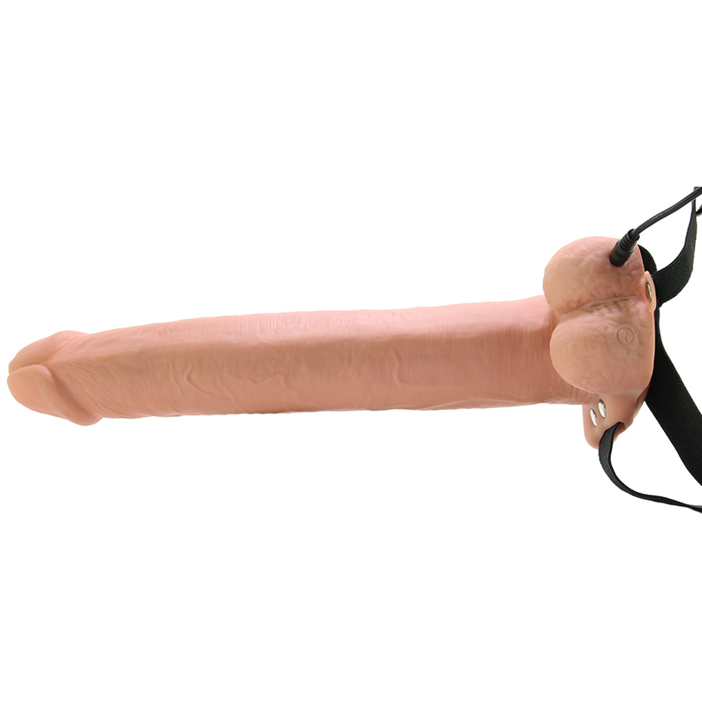11 Inch Hollow Vibrating Strap-On with Balls in Vanilla Dildo Sex Toys > Strap-On and Harnesses - Tophatter Daily Deals