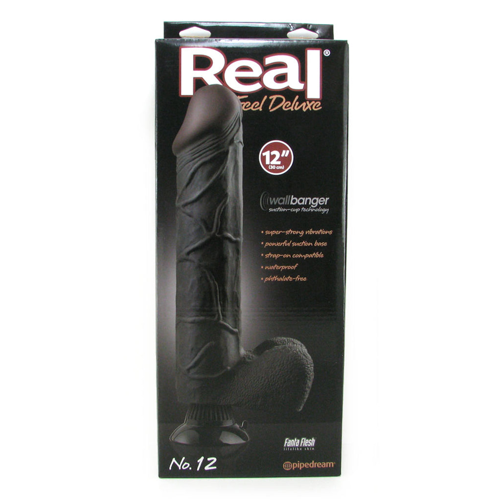 Real Feel Deluxe 12 Inch Vibrating Wall Banger Dildo in Bla Vibrators > Realistic Vibrator Dildos - Tophatter Daily Deals