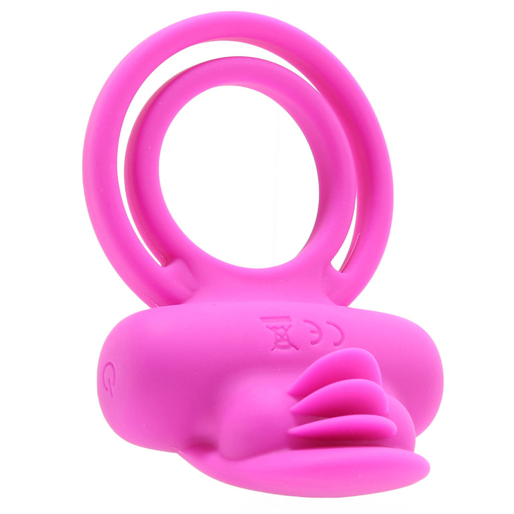 Dual Clit Flicker Vibrating Cock Ring in Pink Cock Rings - Tophatter Daily Deals