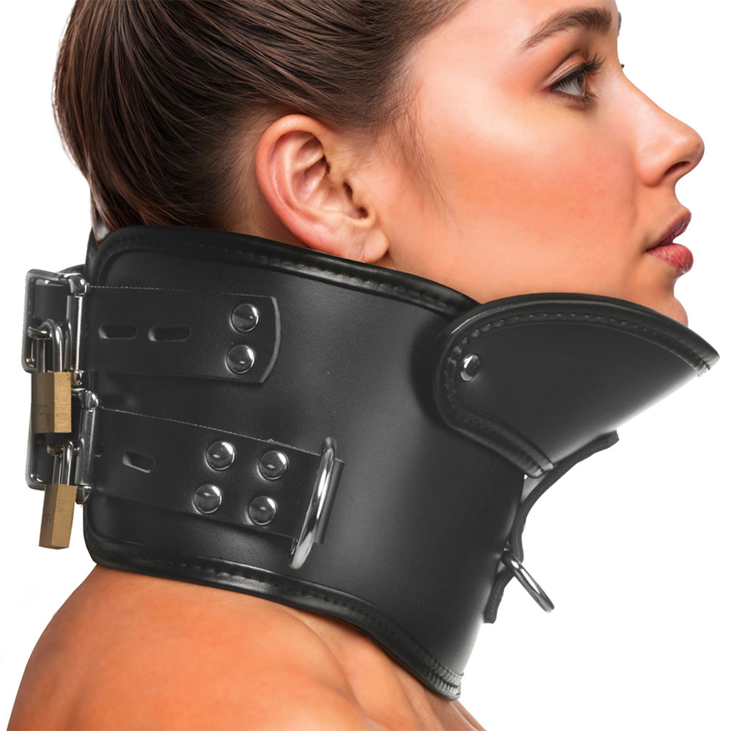 Master Series Rigid Posture Collar with Chin Brace Bondage and Fetish > Leashes and Collars - Tophatter Daily Deals