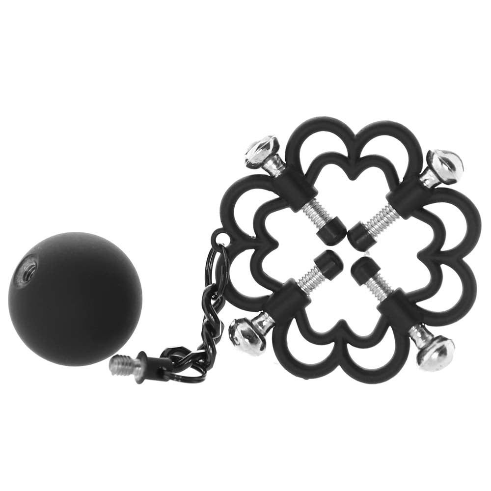 Nipple Grips 4-Point Weighted Nipple Press Clamps in Black - Tophatter's Adult Products Bondage and Fetish > Nipple Stimulators & Clamps - Tophatter Daily Deals