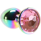 Small Aluminum Plug with Pink Gem in Multicolor Anal Sex Toys > Butt Plugs - Tophatter Daily Deals