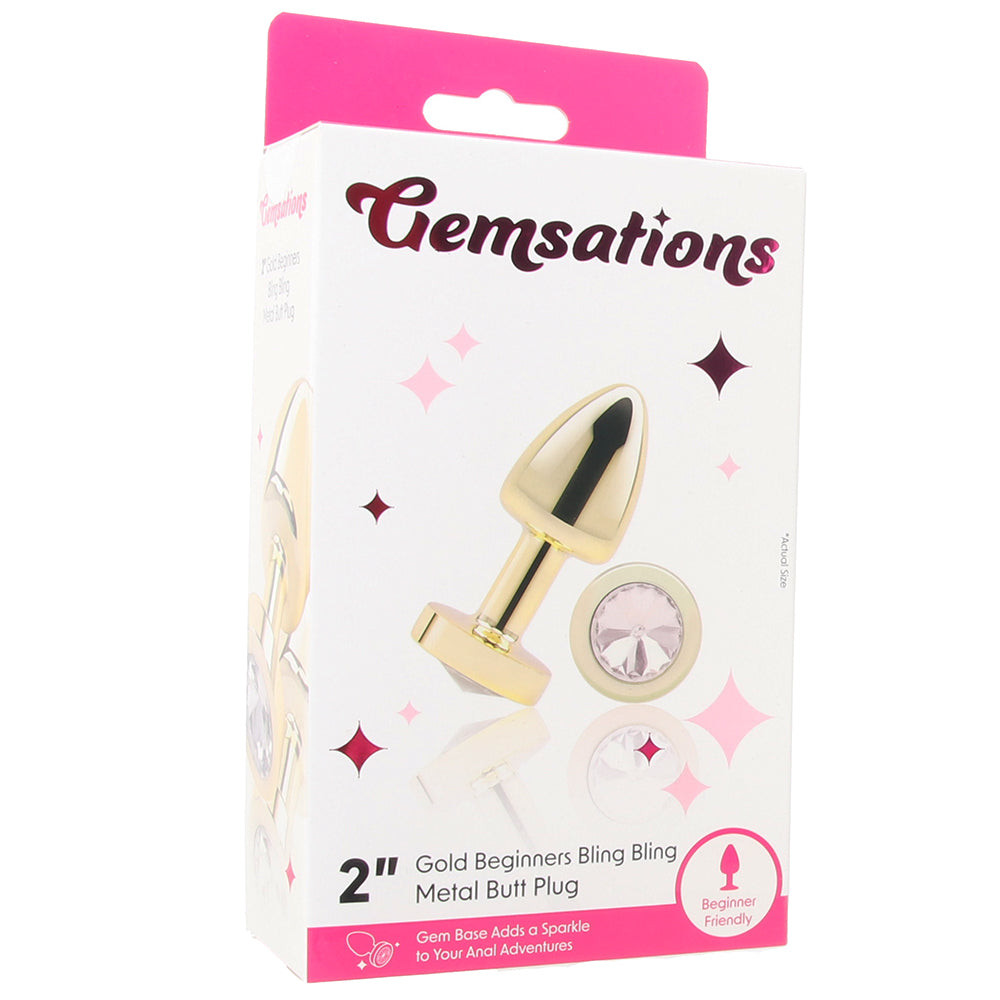Gemsations 2 Inch Beginners Bling Bling Plug in Gold - Tophatter's Adult Sex Toys Online Anal Sex Toys > Butt Plugs - Tophatter Daily Deals