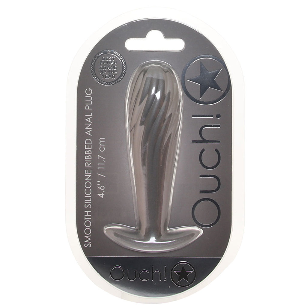 Ouch! Smooth Silicone Ribbed Butt Plug in Gun Metal - Tophatter's Adult Sex Toys Online Anal Sex Toys > Butt Plugs - Tophatter Daily Deals