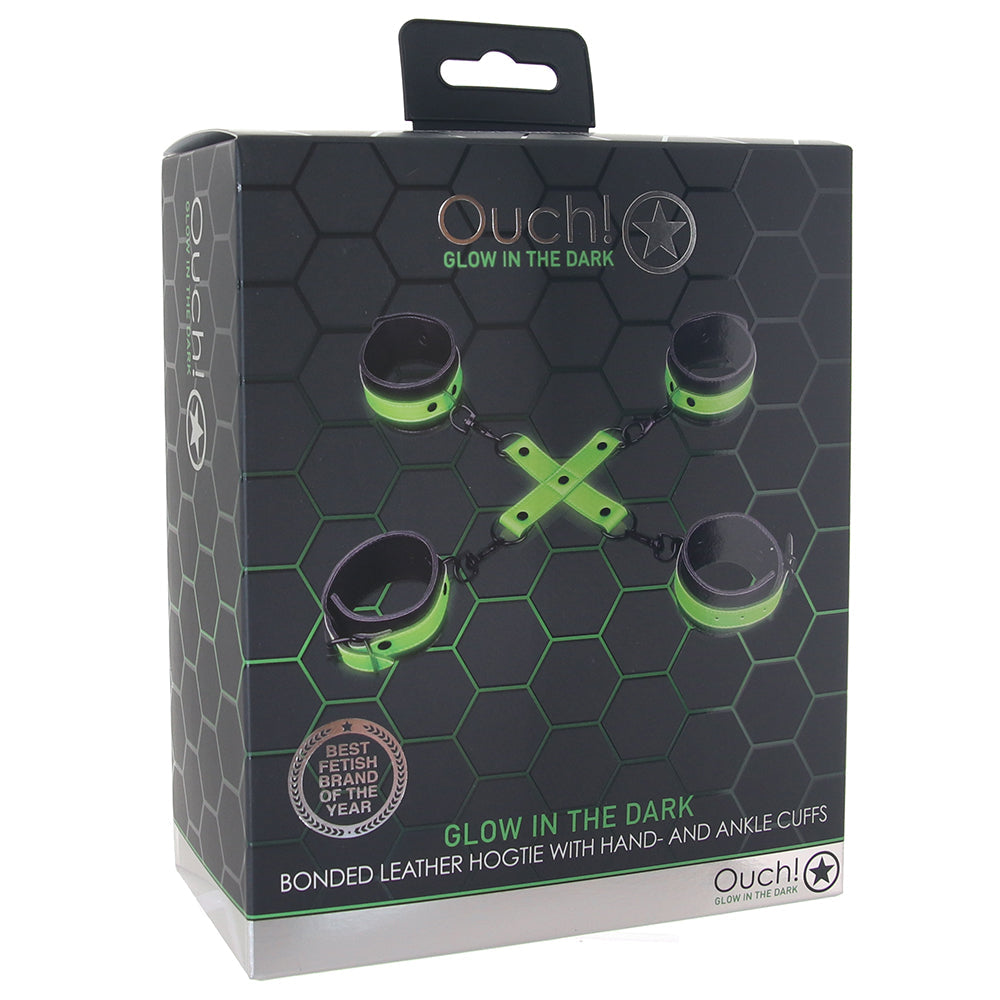 Ouch! Glow In The Dark Hand & Ankle Cuffs with Hogtie Bondage and Fetish > Wrist and Ankle Cuffs - Tophatter Daily Deals