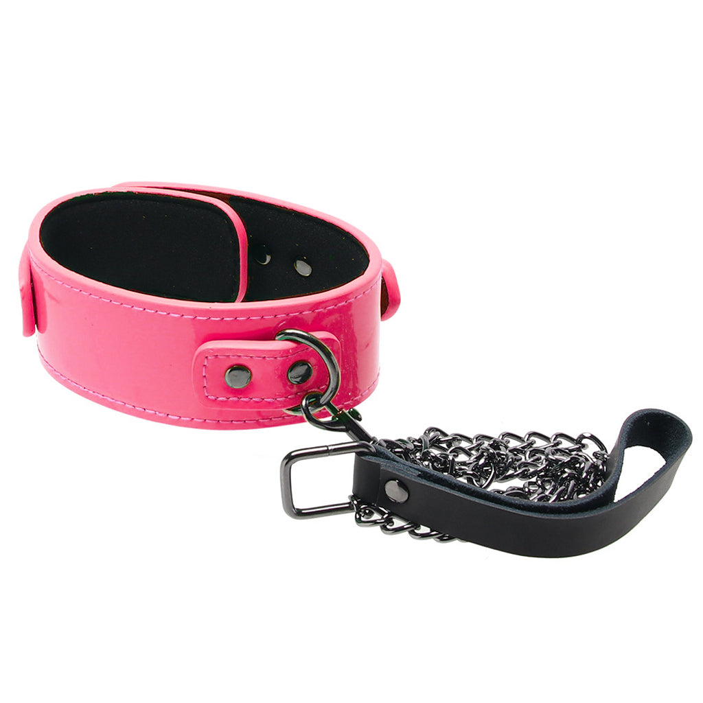 Electra Play Things Collar & Leash in Neon Pink - Tophatter's Adult Sex Toys Online Bondage and Fetish > Leashes and Collars - Tophatter Daily Deals