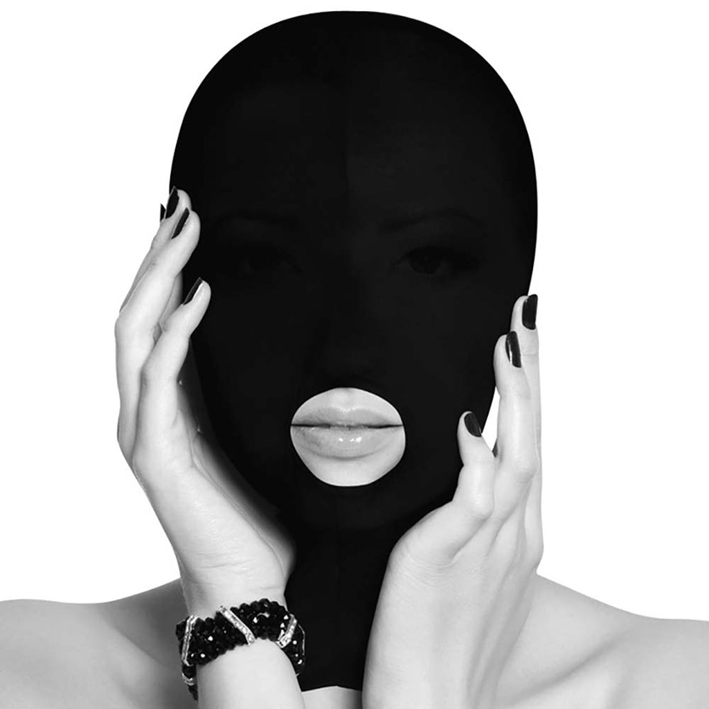 Black & White Open Mouth Submission Mask - Tophatter's Adult Products Bondage and Fetish > Pleasure Masks and Dress Up Play - Tophatter Daily Deals