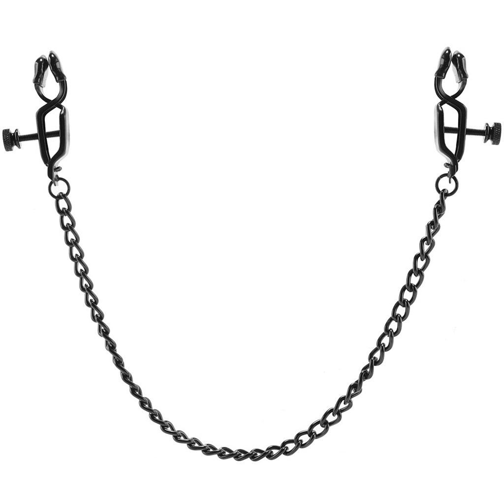 Open Press Nipple Clamps with Black Link Chain - Tophatter's Adult Products Bondage and Fetish > Nipple Stimulators & Clamps - Tophatter Daily Deals