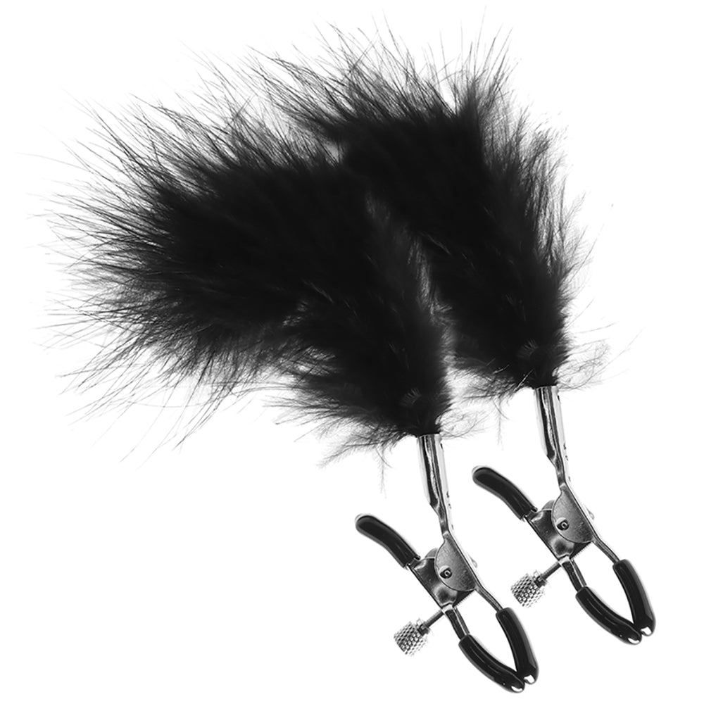 Lux Fetish Feathered Nipple Clips Bondage and Fetish > Nipple Stimulators & Clamps - Tophatter Daily Deals