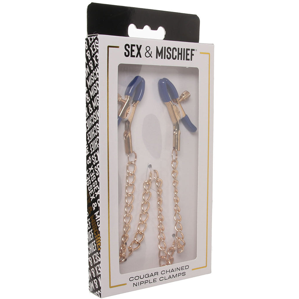 Sex & Mischief Cougar Chained Nipple Clamps Bondage and Fetish > Nipple Stimulators & Clamps - Tophatter Daily Deals