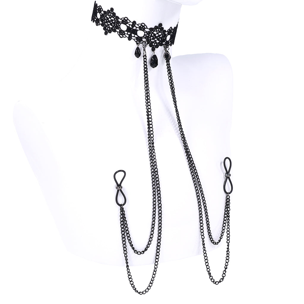 Sex & Mischief Lace Collar with Nipple Ties Bondage and Fetish > Tools & Accessories - Tophatter Daily Deals