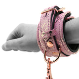 Locking Leather Wrist Restraint Cuffs in Pink Snake Print - Tophatter's Adult Products Bondage and Fetish > Wrist and Ankle Cuffs - Tophatter Daily Deals