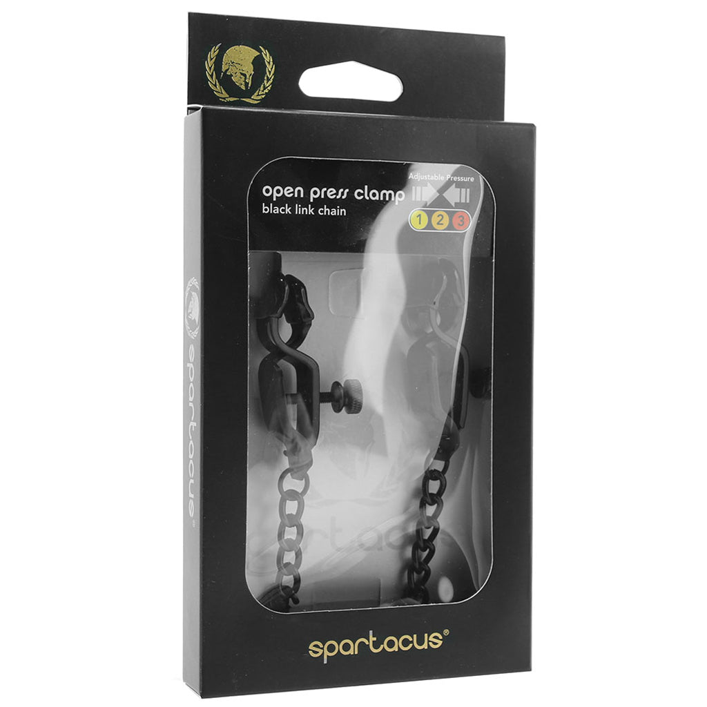 Open Press Nipple Clamps with Black Link Chain - Tophatter's Adult Products Bondage and Fetish > Nipple Stimulators & Clamps - Tophatter Daily Deals