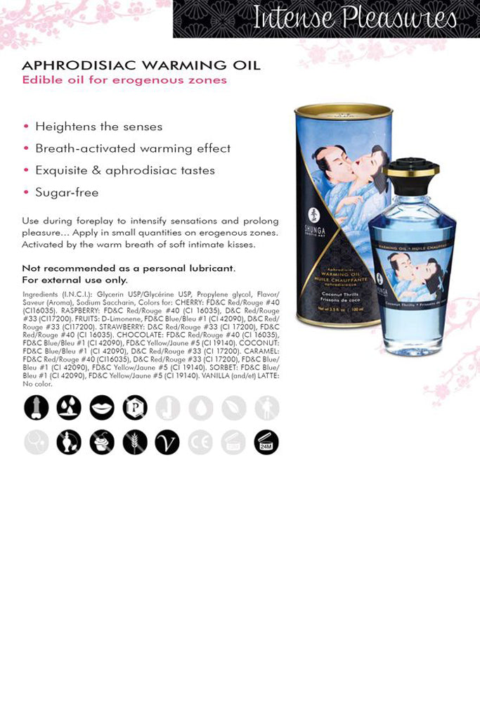 Aphrodisiac Warming Oil 3.5oz/100ml in Vanilla Fetish Sensual Love > Massage - Tophatter Daily Deals