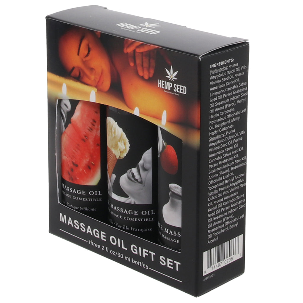 Hempseed Edible Massage Oil Gift Set Sensual Love > Massage - Tophatter Daily Deals