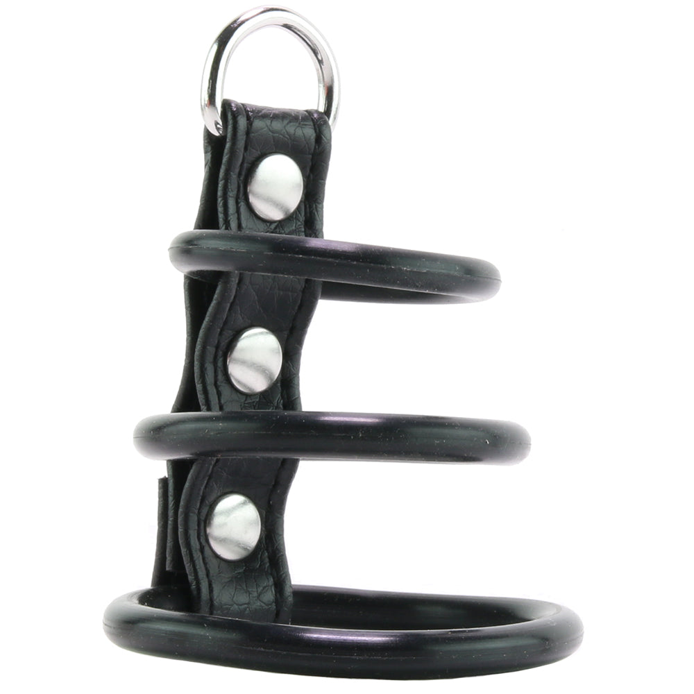 Blue Line 3 Ring Silicone Gates of Hell with Leash Lead - Tophatter's Adult Sex Toys Online Bondage and Fetish > Cock and Ball Devices - Tophatter Daily Deals