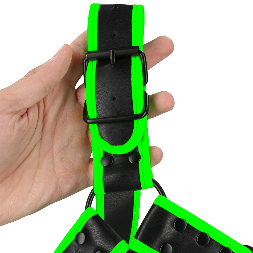 Ouch! Glow in the Dark Buckle Bulldog Harness /XL Bondage and Fetish > Men's Bondage Wear - Tophatter Daily Deals