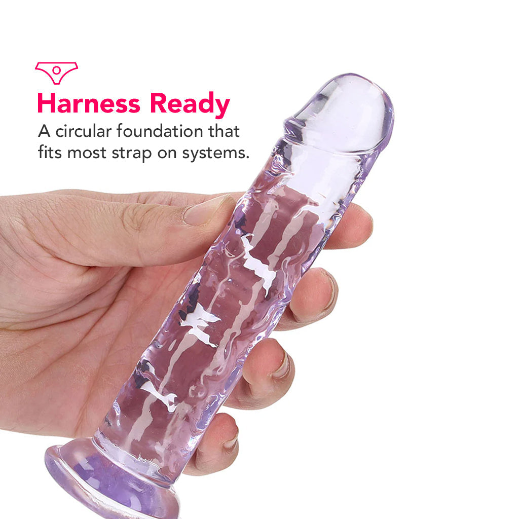 RealRock Crystal Clear Jelly 6 Inch Dildo in Purple Dildo Sex Toys > Realistic Dildos - Tophatter Daily Deals
